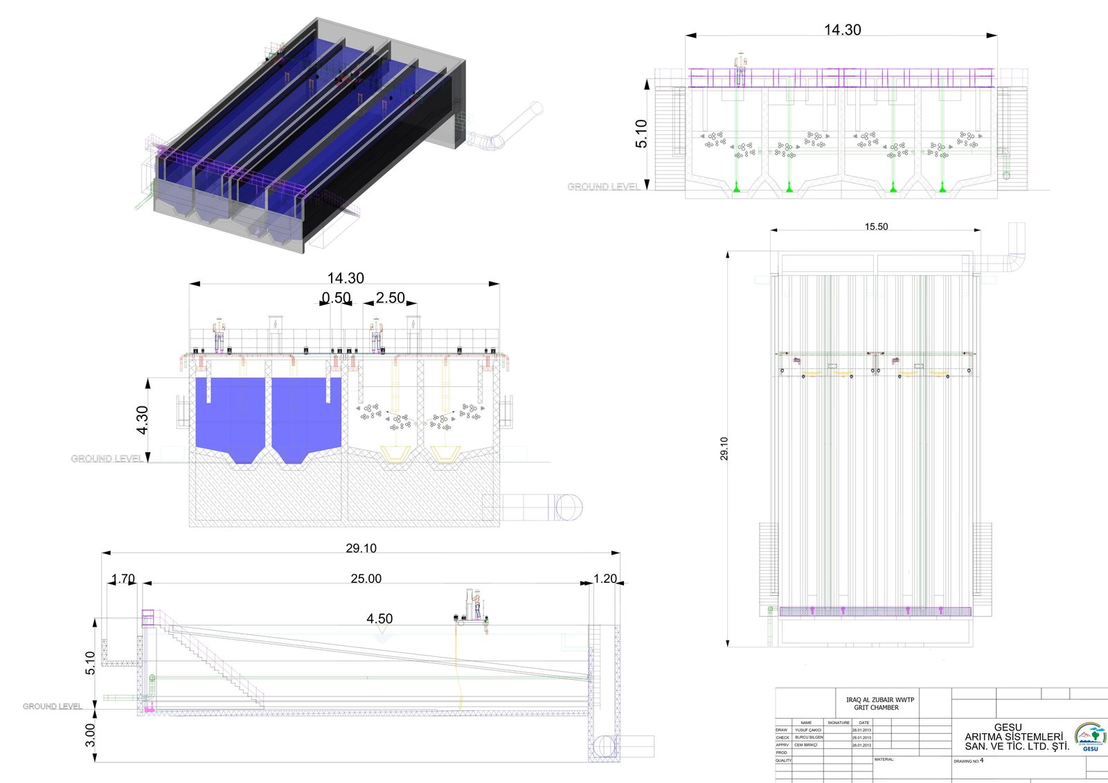 GESU Kum tutucu ünitesi 3D proje çizimi